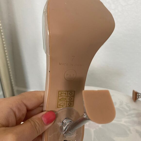 Prettylittlething PLT new Clear Heel Block Mules Stiletto Kitten Heel Sandals 9 - Picture 6 of 9